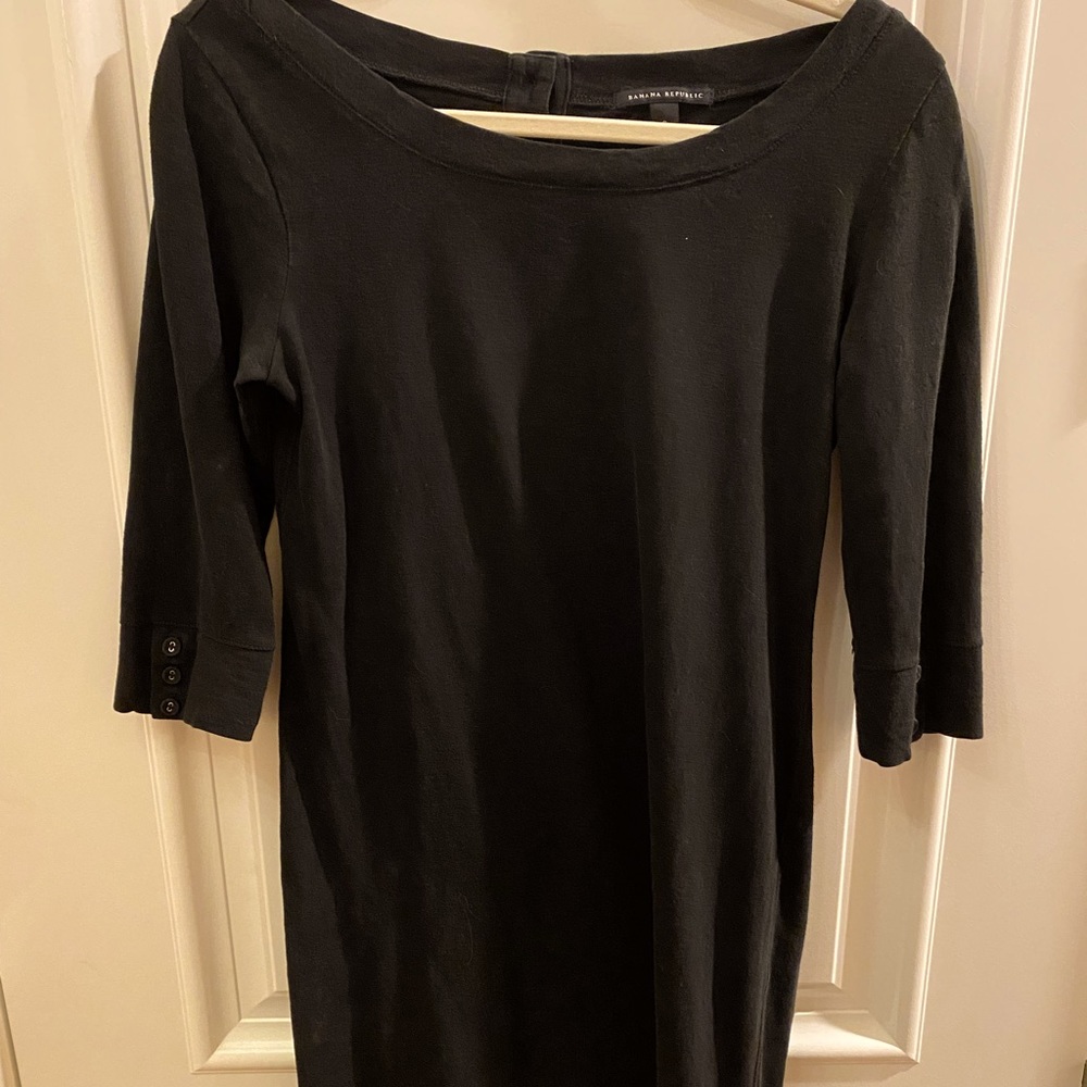 BANANA REPUBLIC Dress | 3/4 Sleeve Cotton | Black | S
